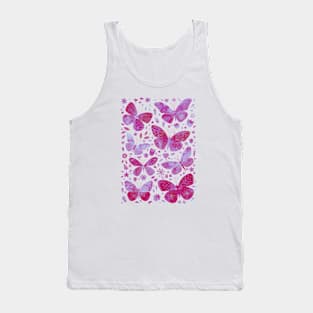 Magenta Hot Pink Watercolor Butterflies Tank Top